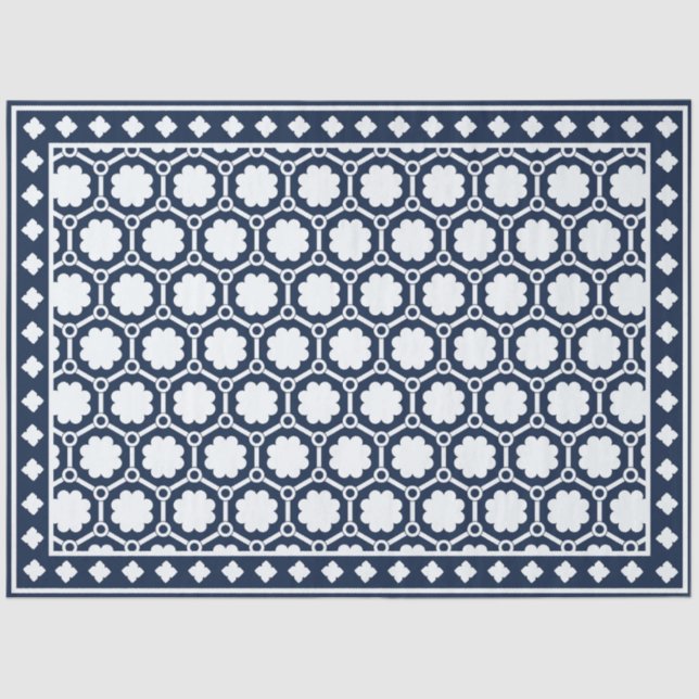 Papel De Seda Navy Blue Modern Bone Inlay Decoupage Paper (Anverso)
