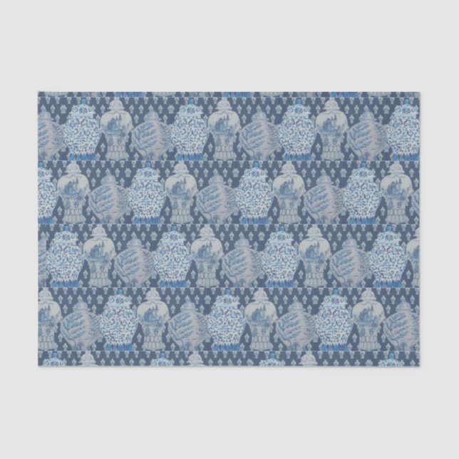 Papel De Seda Navy quilt Chinoiserie Ginger Jar (Anverso)