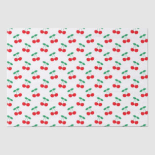 Papel De Seda Navy y Rojo Cerezas Rojas de Verano Lindas