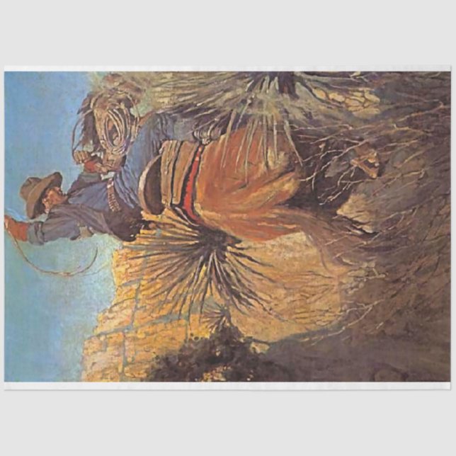 Papel De Seda NC Wyeth Pintando "Salto de Caballo Desde La Serpi (Anverso)