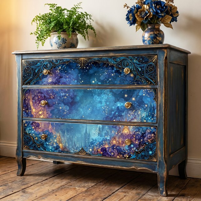 Papel De Seda Nebulosa Celestial Giratoria Dorada Resplandecient (Subido por el creador)