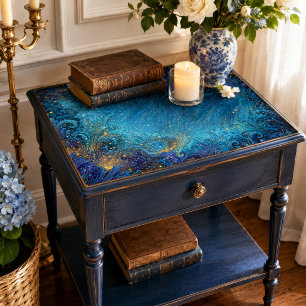 Papel De Seda Nebulosa Remolino de Polvo Estelar Teal Dorado