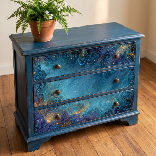 Papel De Seda Nebulosa Remolino de Polvo Estelar Teal Dorado
