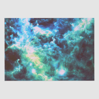 Papel De Seda Nebulosa tormentosa azul turquesa teal
