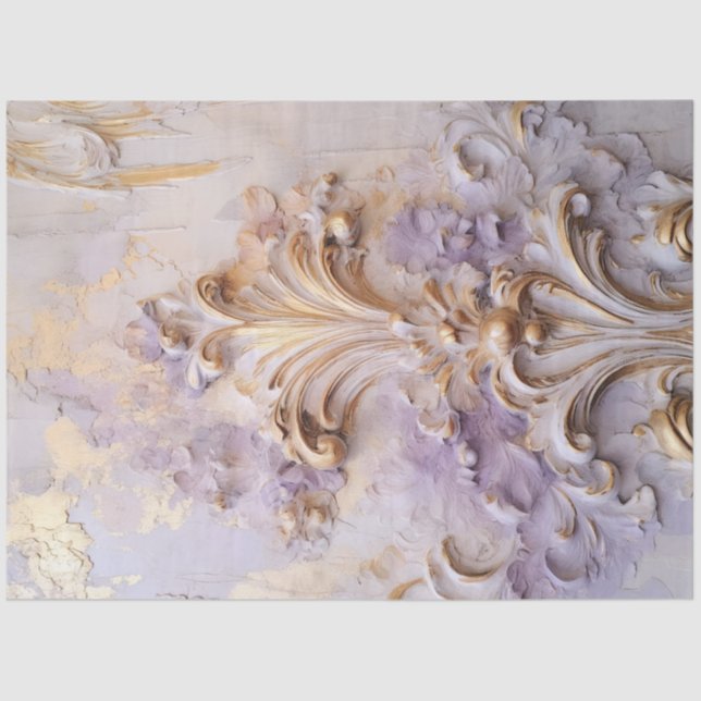 Papel De Seda Negrita barroca ornamento dorado Relieve metalizad (Anverso)