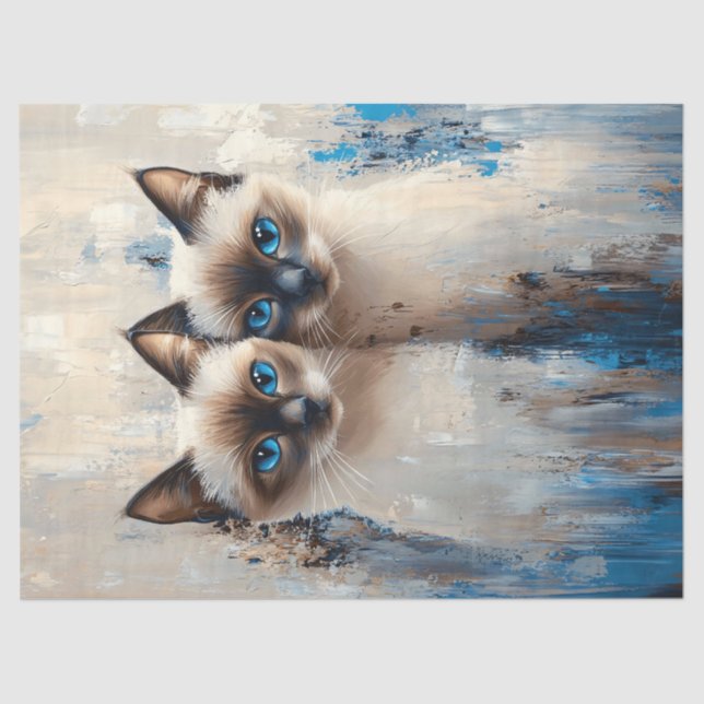 Papel De Seda Negrita de pintura de gatos siameses (Anverso)