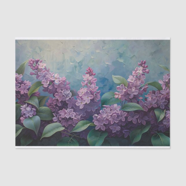 Papel De Seda Negrita Flores de Lilac Aceite Pintar Desmaquillaj (Anverso)