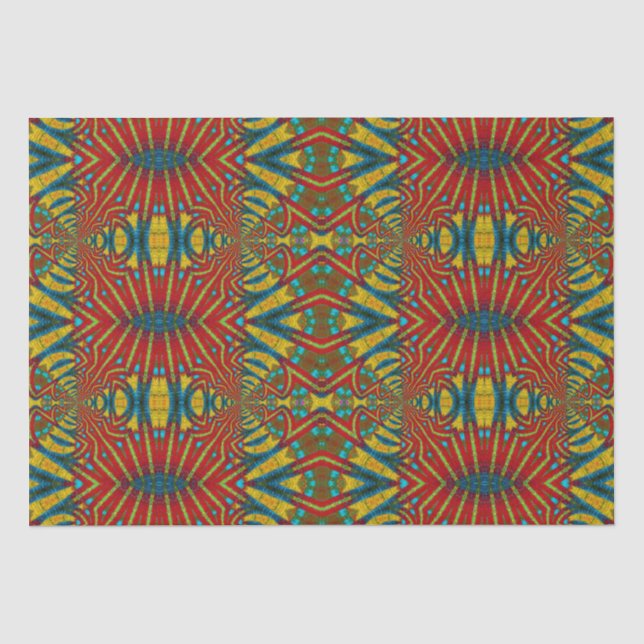 Papel De Seda Negrita Resumen Hippie Rojo Amarillo Azul Trippy (Anverso)