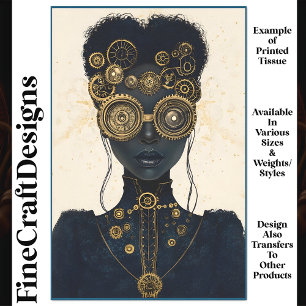 Papel De Seda Negrita Steampunk Woman Black Skile Lips P1 Decoup