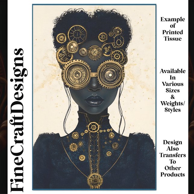 Papel De Seda Negrita Steampunk Woman Black Skile Lips P1 Decoup (Subido por el creador)