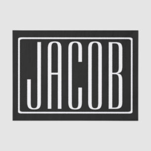 Papel De Seda Negrita y moderna tu nombre o palabra   Blanco sob