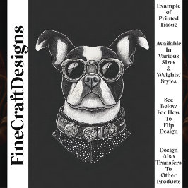 Papel De Seda Negro Blanco Steampunk Boston Terrier T8 Decoupage