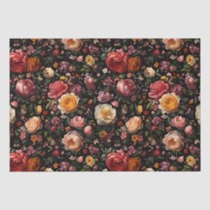 Papel De Seda Negro Botánico Floral Moody Barroco Antigüedad Hol