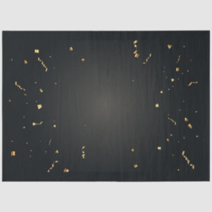 Papel de seda negro con confeti de oro elegante