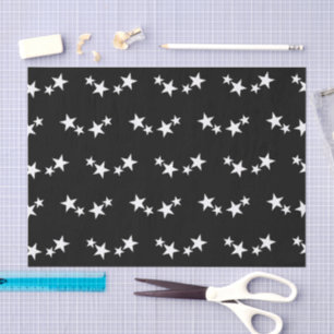 Papel De Seda Negro con estrellas blancas