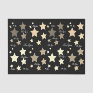 Papel De Seda Negro con estrellas de crema