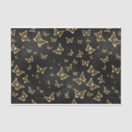 PAPEL DE SEDA NEGRO CON MARIPOSAS DE ORO