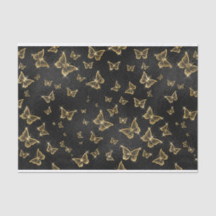 PAPEL DE SEDA NEGRO CON MARIPOSAS DE ORO