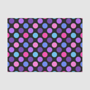 PAPEL DE SEDA NEGRO CON PUNTOS DE POLKA AZUL ROSA