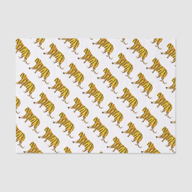 Papel De Seda Negro del tigre e impresión anaranjada (Anverso)