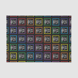 Papel De Seda Negro musical enmarcado arco iris de los cuadrados