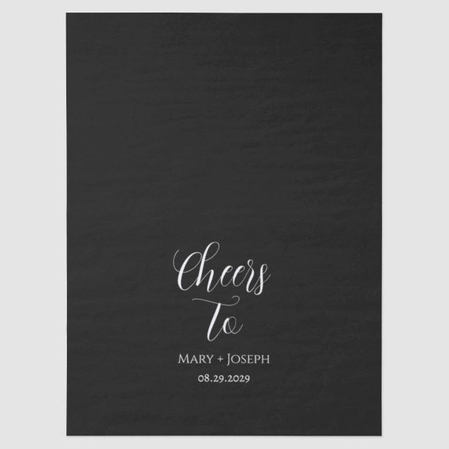Papel de seda negro personalizado para bodas con t (Anverso)