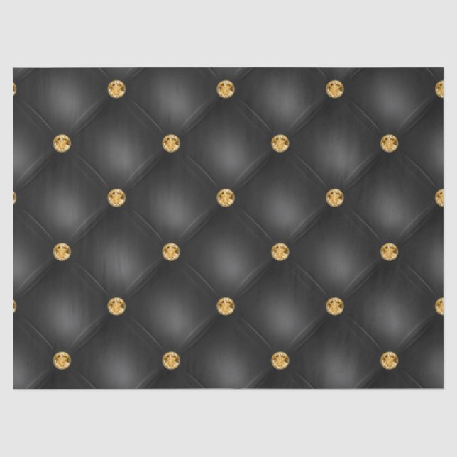 Papel De Seda Negro y Dorado Acolchado (Anverso)