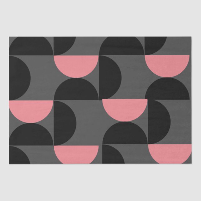 Papel De Seda Negro y gris rosado moderno de mediados de siglo (Anverso)