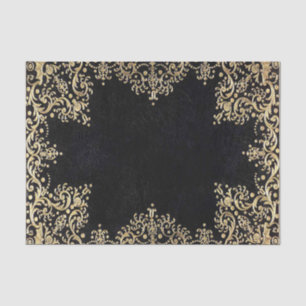 Papel De Seda Negro y oro de Falln afiligranados