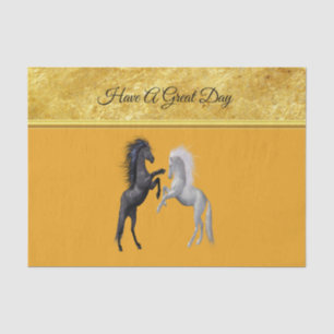 Papel De Seda Negro y un caballo blanco que pelean