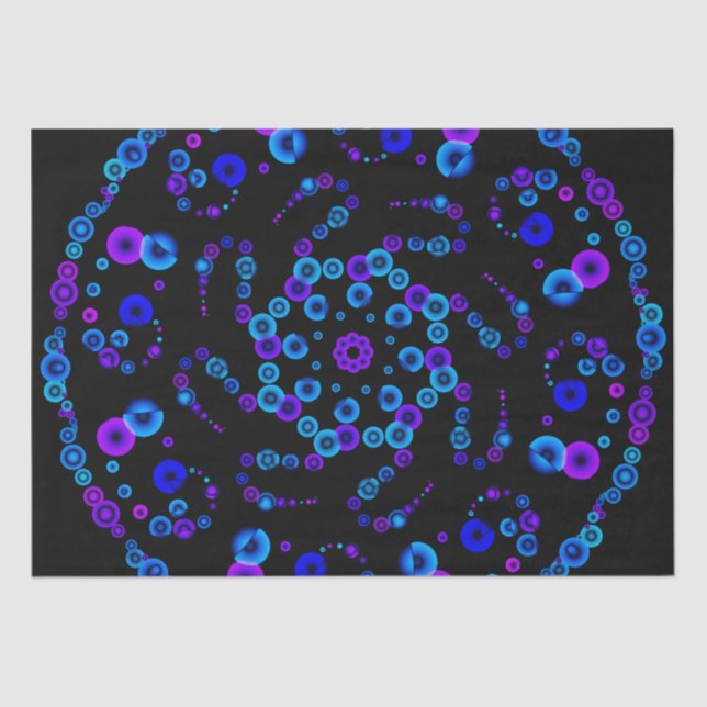 Papel De Seda Neon Bubble Orb Mandala en negro (Anverso)