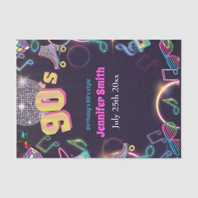 Papel De Seda Neon Disco Vibes Retro de estilo 90 (Anverso)