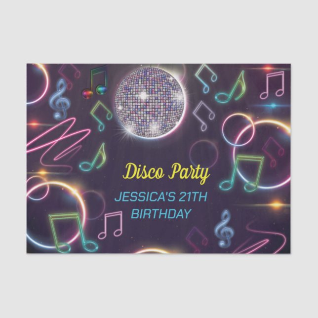 Papel De Seda Neon Glow Disco Dance Birday Party (Anverso)
