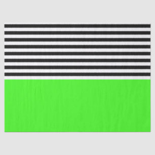 Papel De Seda Neon Green con rayas negras y blancas