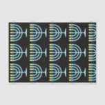 Papel De Seda Neon Menorah<br><div class="desc">Menorah azul en estilo de señas de neón.</div>