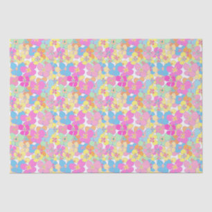 Papel De Seda Neon Moderno Retro Floral Pansy Rosa