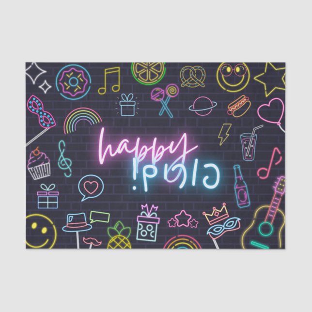 Papel De Seda Neon Purim (Anverso)