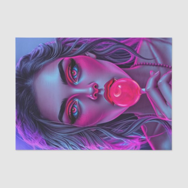 Papel De Seda Neon SCariño - Mujer con desenlace de pop (Anverso)
