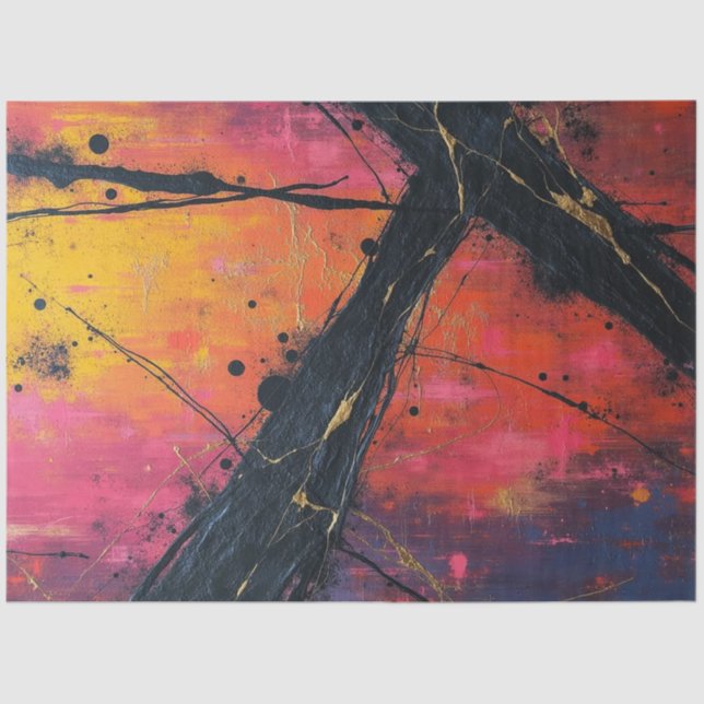 Papel De Seda Neon Shatter: Desconexión de flujo abstracto fract (Anverso)