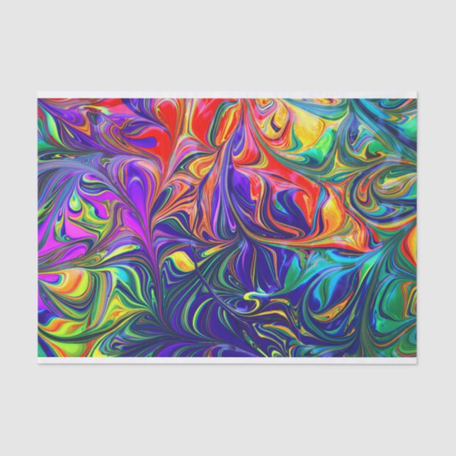 Papel De Seda Neon Swirls Colores Arcoiris (Anverso)