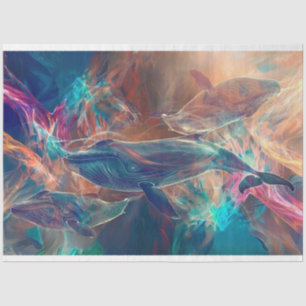 Papel De Seda Neon Whale Water World Decoupage