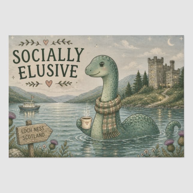 Papel De Seda Nessie esquiva socialmente criptozoológico Loch Ne (Anverso)