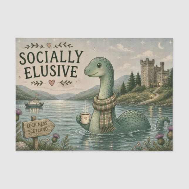 Papel De Seda Nessie esquiva socialmente criptozoológico Loch Ne (Anverso)