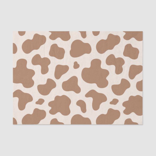 Papel De Seda Neutral Cow Print Western Cowboy Beige Brown (Anverso)