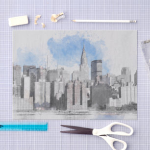 Papel De Seda New York City Manhattan Skyline Tissue Paper