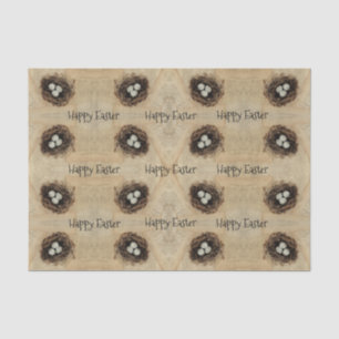 Papel De Seda Nido de Pájaro de Pascua Huevos Marrones Antiguos 