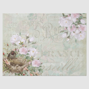 Papel De Seda Nido de pájaro Rosa escritura francesa descomposic