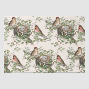 Papel De Seda Nido de pájaros deja a Marfil de sonjín de vintage