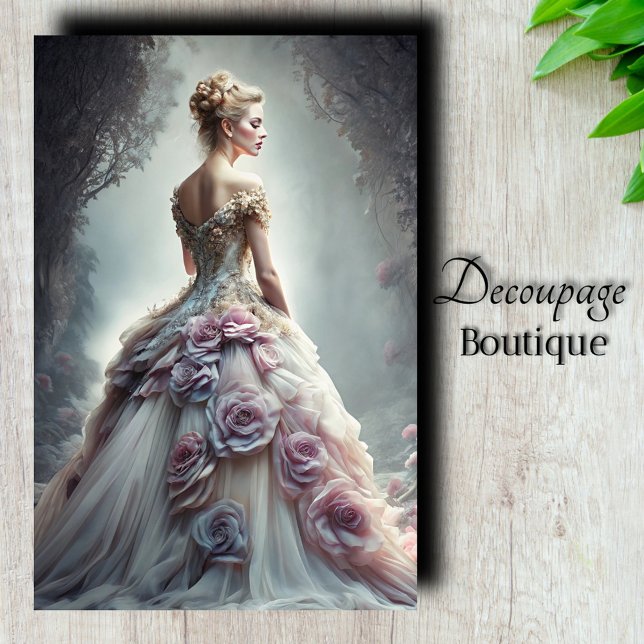 Papel De Seda Niebla de Rosa Etérea Decoupage (Ethereal Rose Mist Decoupage Tissue Paper)