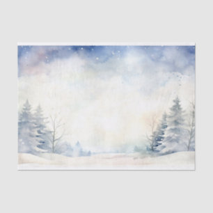 Papel De Seda Nieve de invierno acuática en tonos azules n° 3